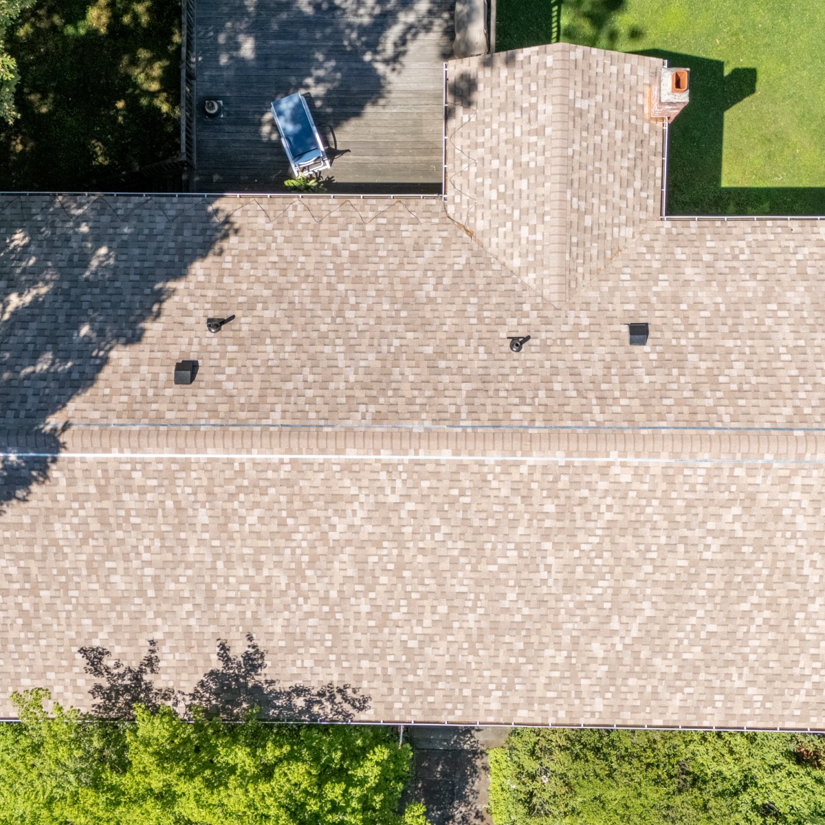 Finished roof · Aerial view